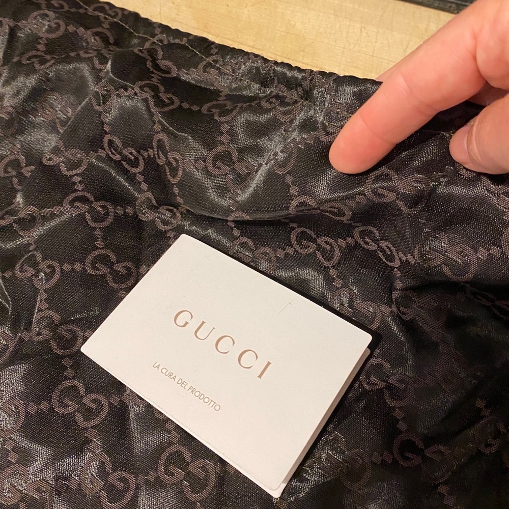 Gucci Monogram Brown leather hobo bag (authentic) - Picture 12 of 16